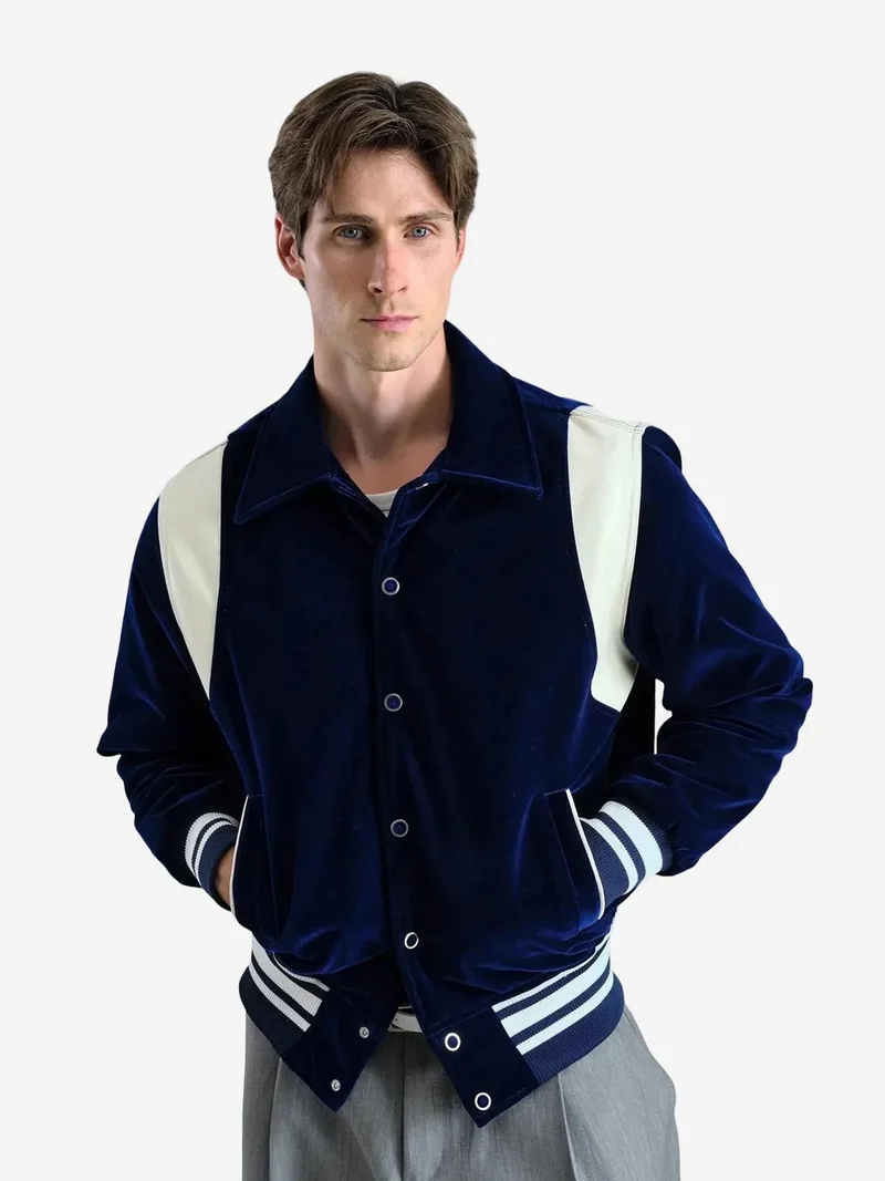جيستو GIESTO Velvet Varsity Jacket